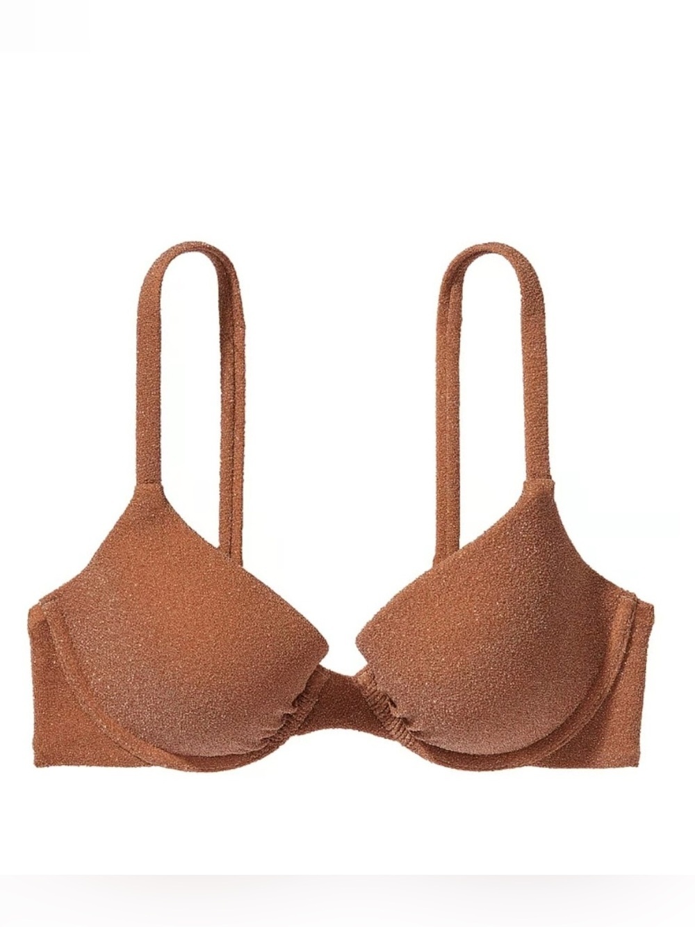 NWT Victoria’s Secret Gold Shimmer Bikini Set 34D Push Up bra Medium bottom Swim